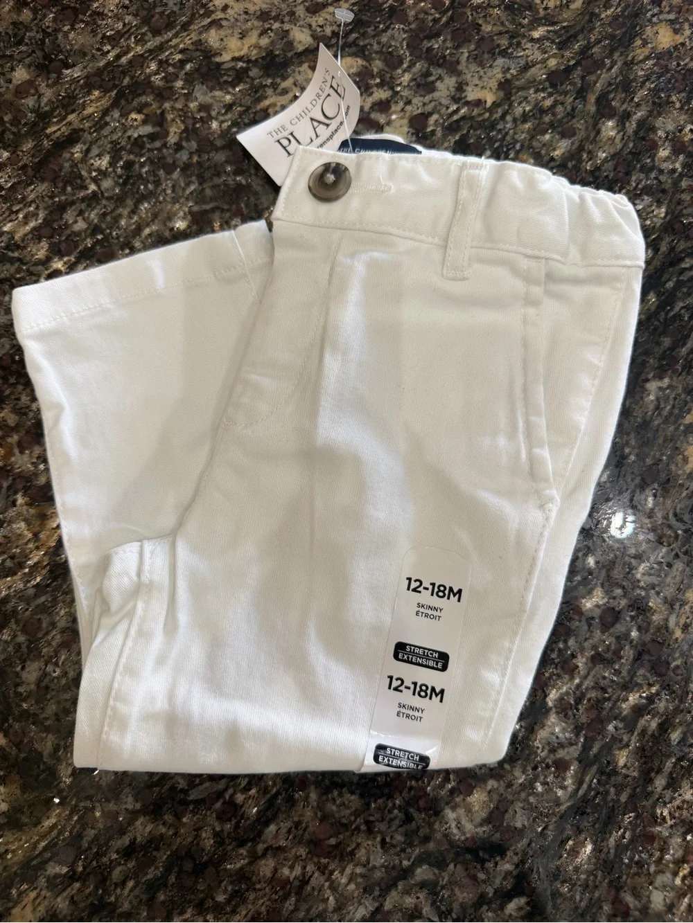NWT The Children's Place White Skinny Stretch Chino Baby Pants - 12-18M